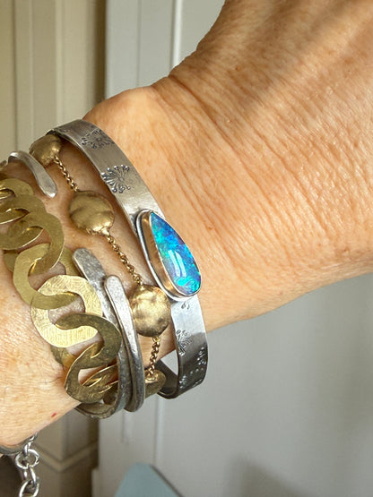 Blue Opal Stamped Bangle
