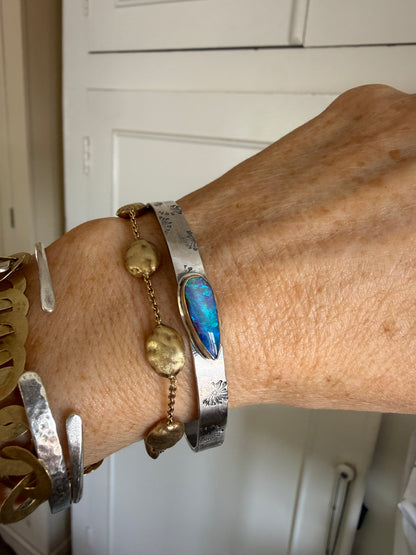 Blue Opal Stamped Bangle