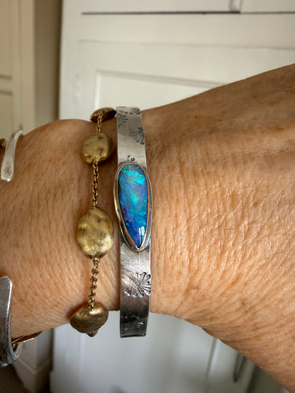 Blue Opal Stamped Bangle