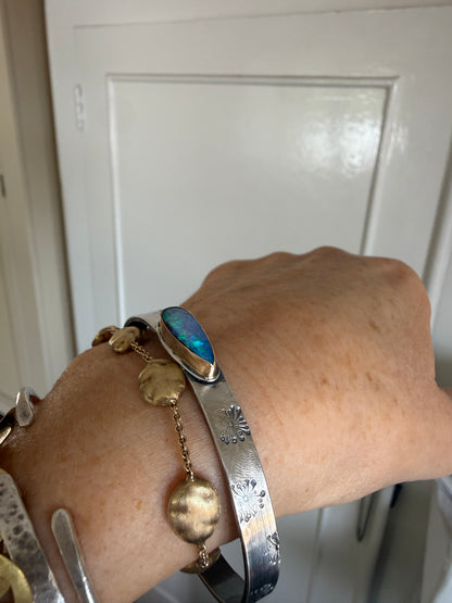 Blue Opal Stamped Bangle
