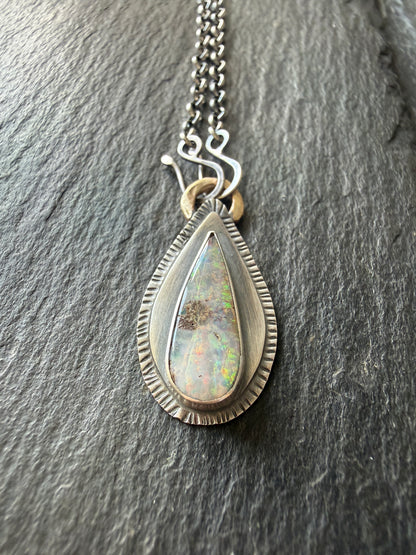 Colourful Boulder Opal Pendant