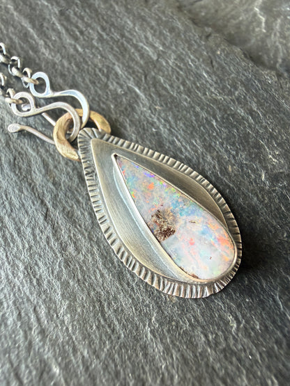 Colourful Boulder Opal Pendant