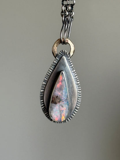 Colourful Boulder Opal Pendant