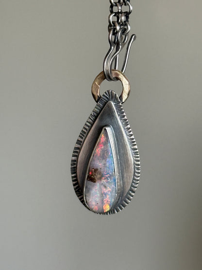 Colourful Boulder Opal Pendant