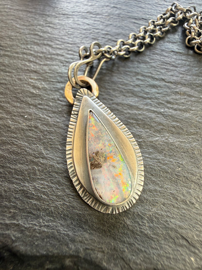Colourful Boulder Opal Pendant