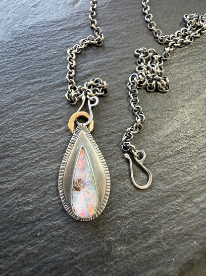 Colourful Boulder Opal Pendant