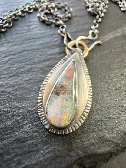 Colourful Boulder Opal Pendant
