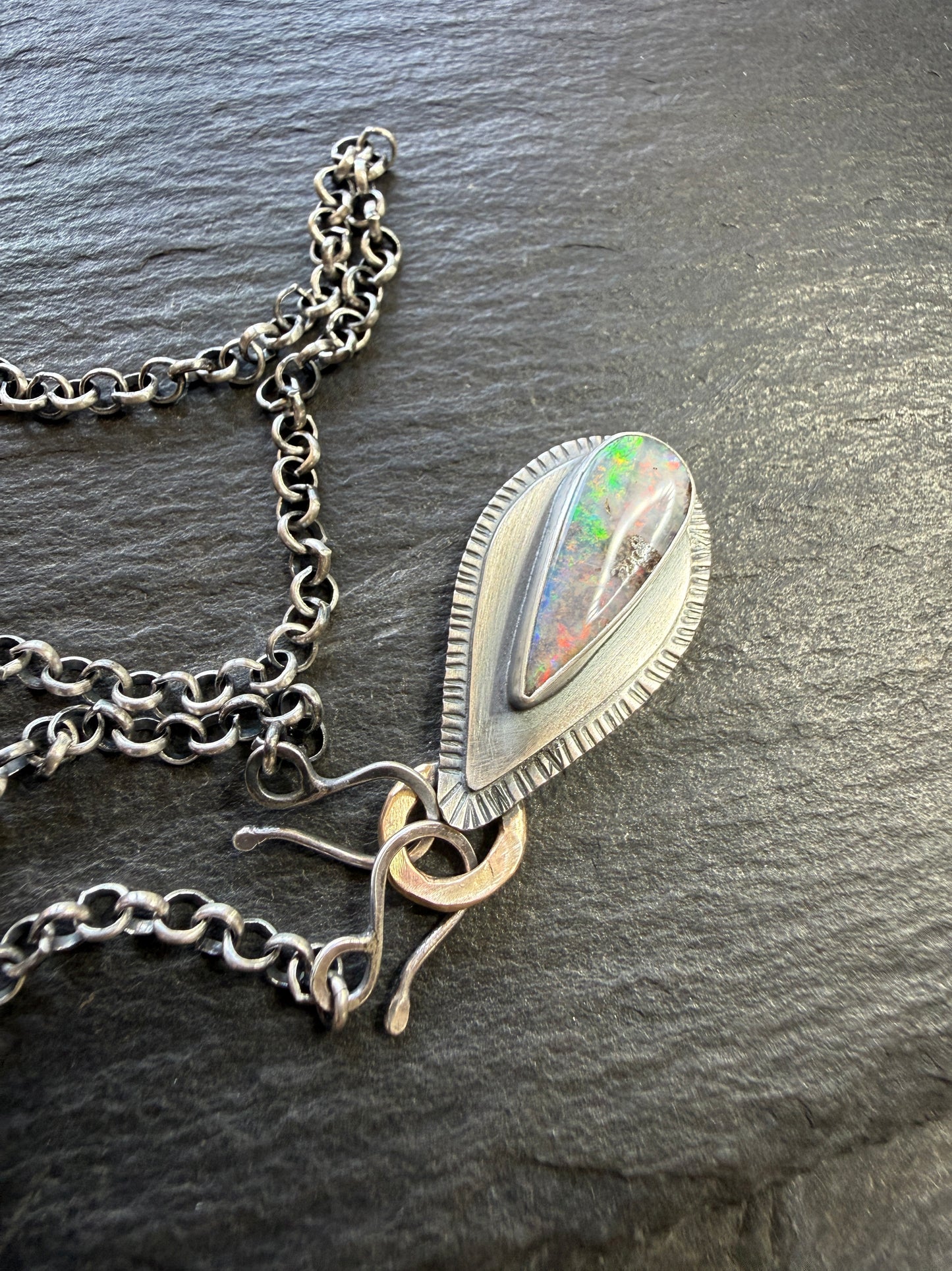 Colourful Boulder Opal Pendant