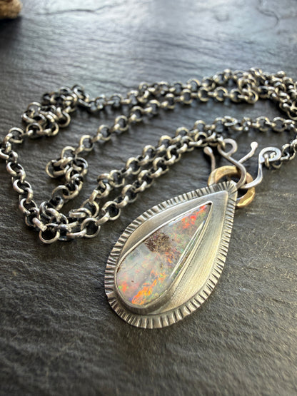 Colourful Boulder Opal Pendant