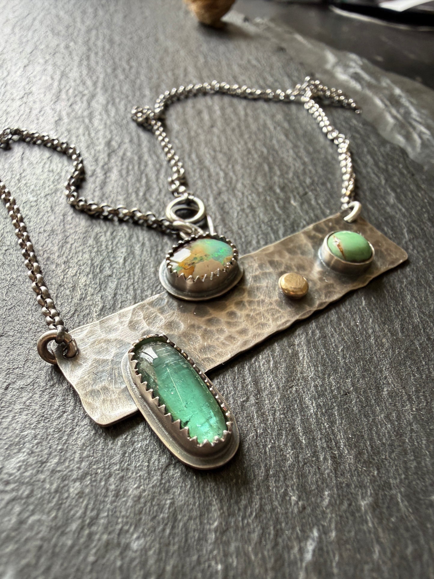 Multi Stone Bar Necklace