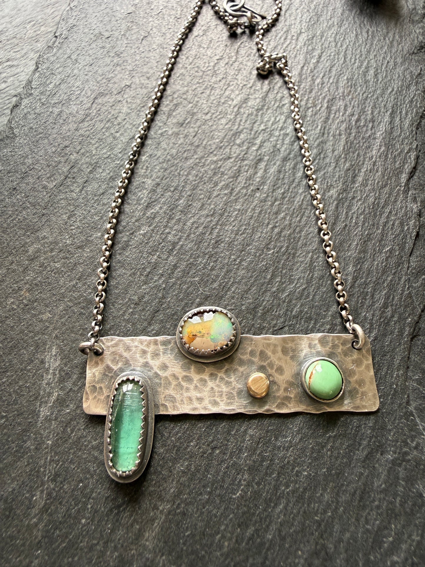 Multi Stone Bar Necklace