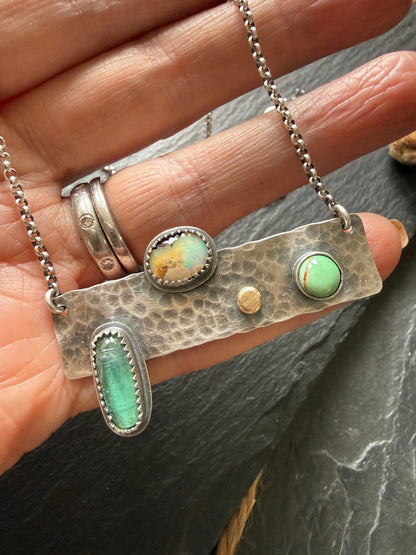 Multi Stone Bar Necklace
