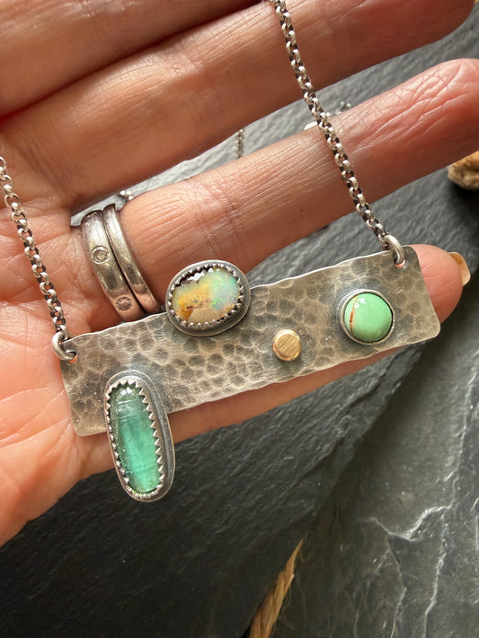 Multi Stone Bar Necklace