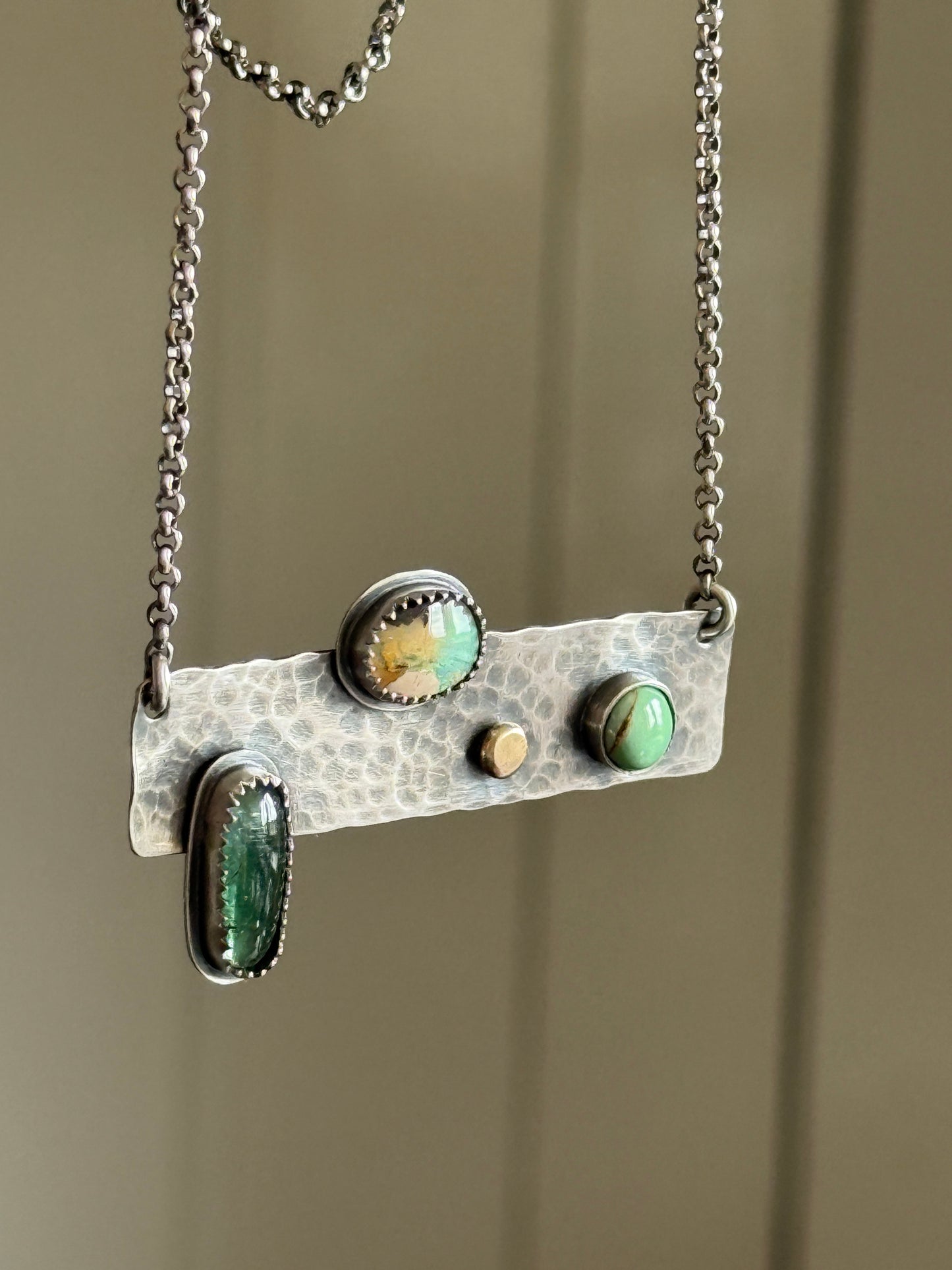 Multi Stone Bar Necklace