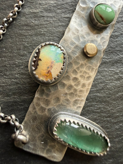 Multi Stone Bar Necklace