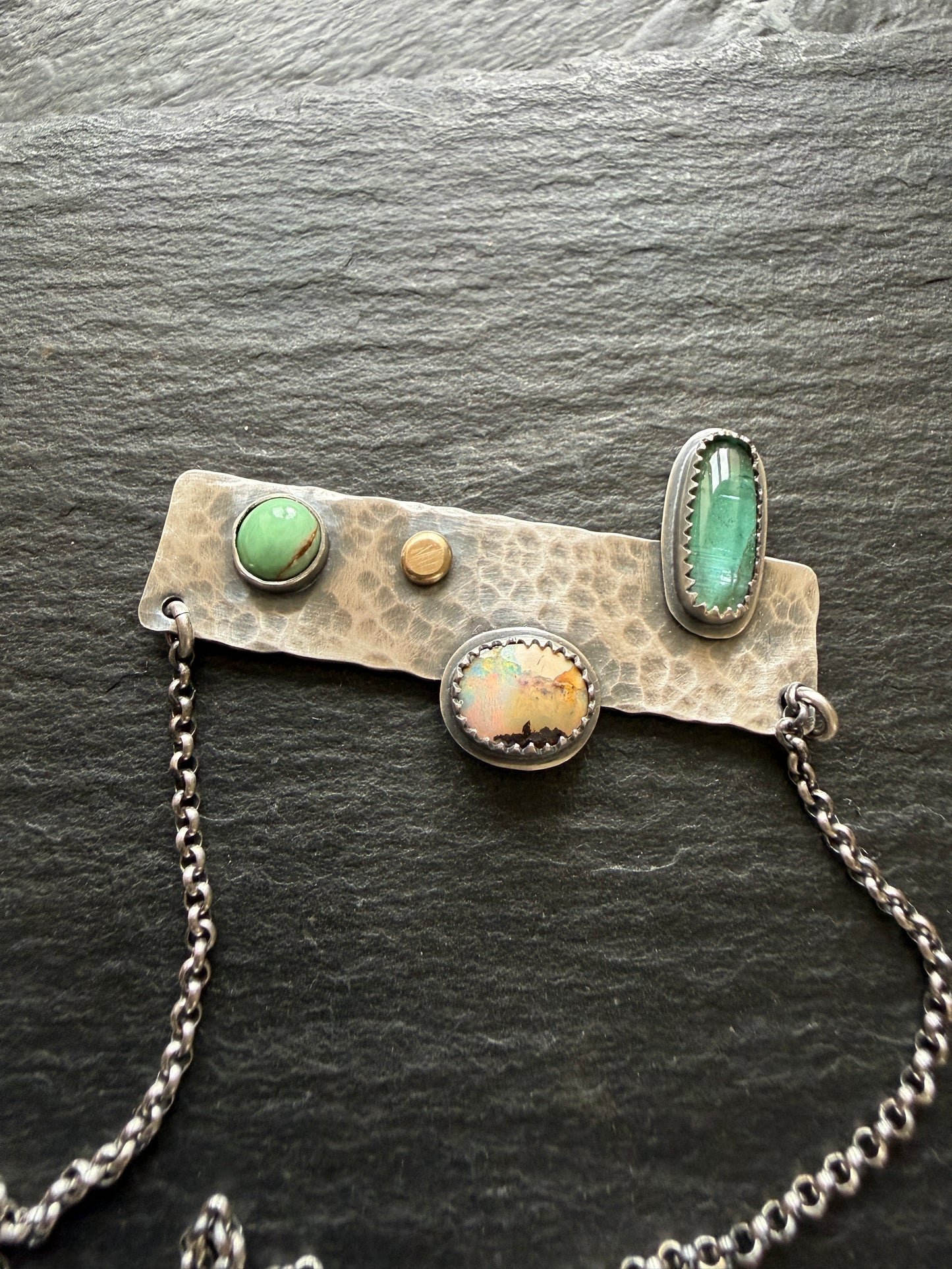 Multi Stone Bar Necklace