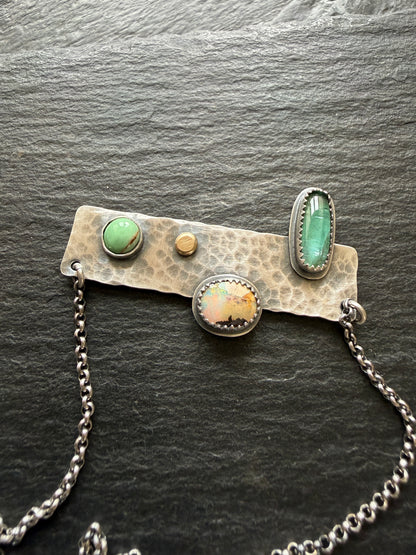 Multi Stone Bar Necklace