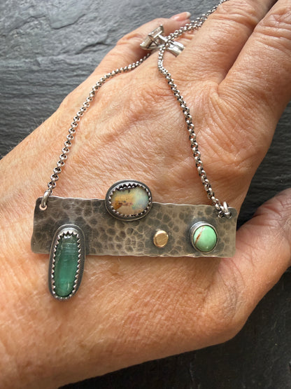 Multi Stone Bar Necklace