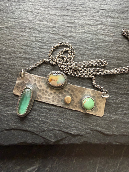 Multi Stone Bar Necklace