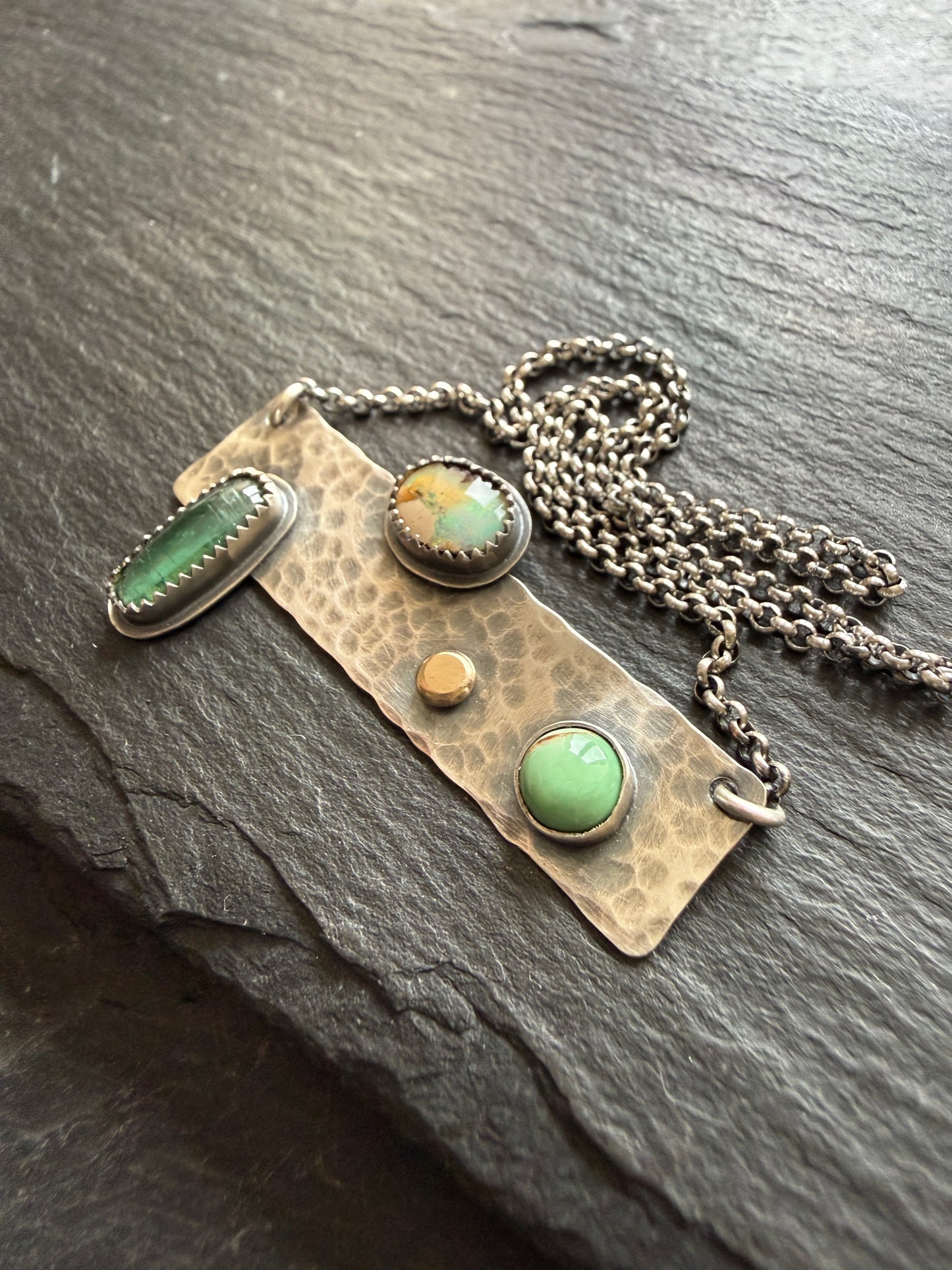 Multi Stone Bar Necklace