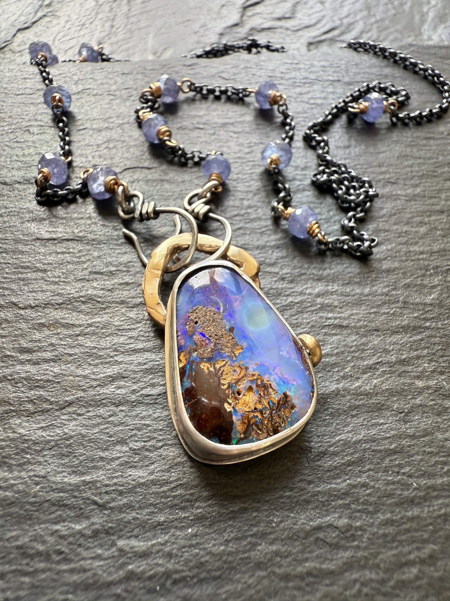 Cornflower Blue Opal Necklace