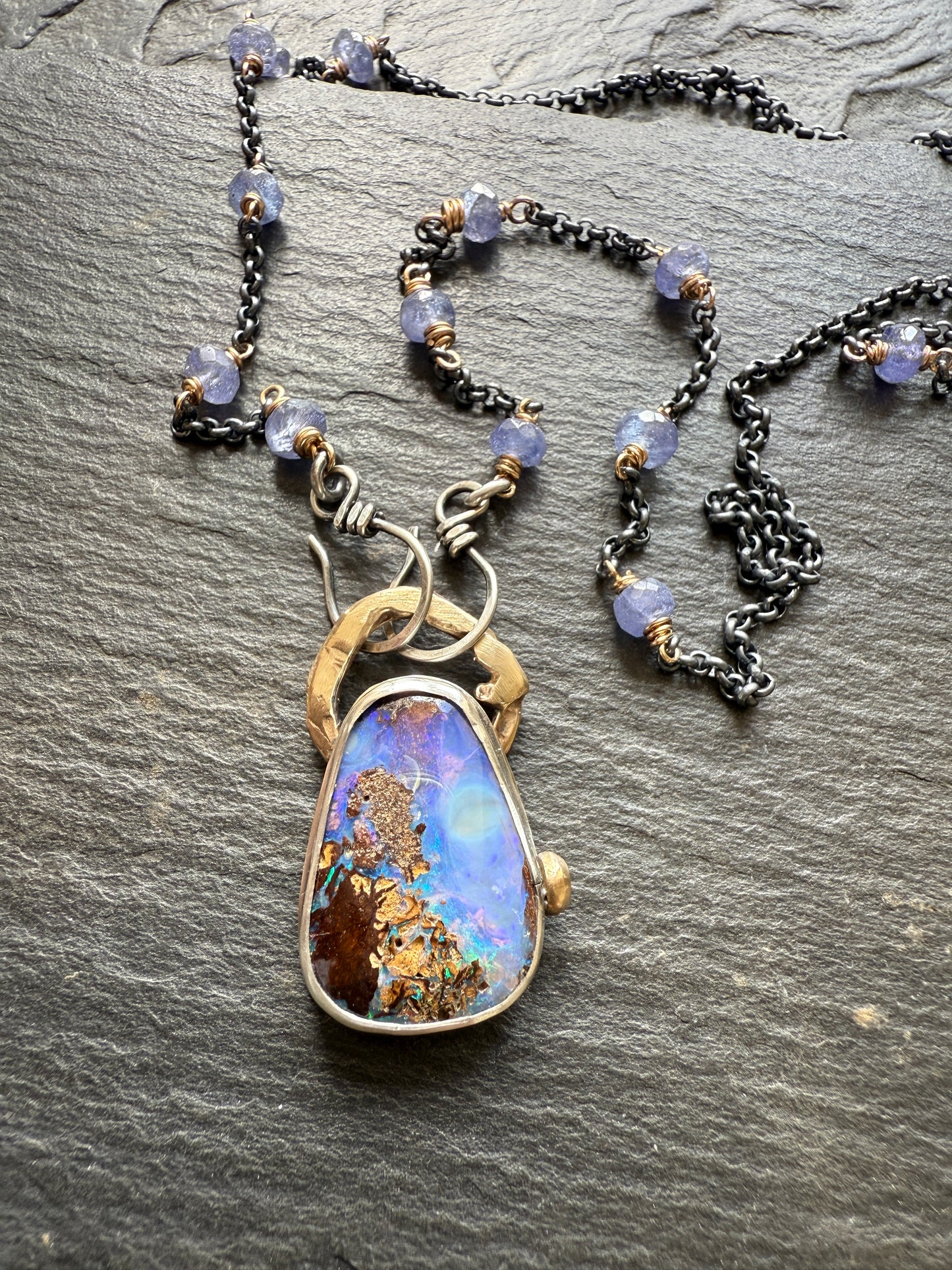 Cornflower Blue Opal Necklace