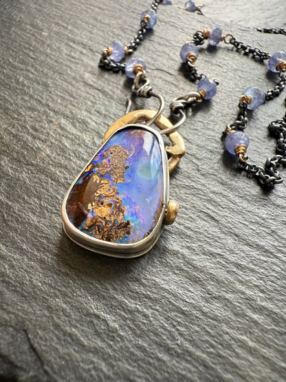 Cornflower Blue Opal Necklace