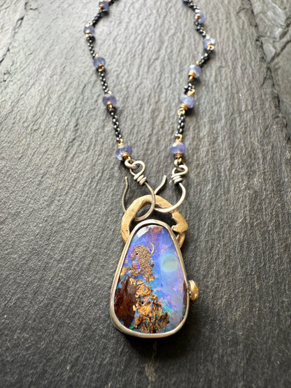 Cornflower Blue Opal Necklace