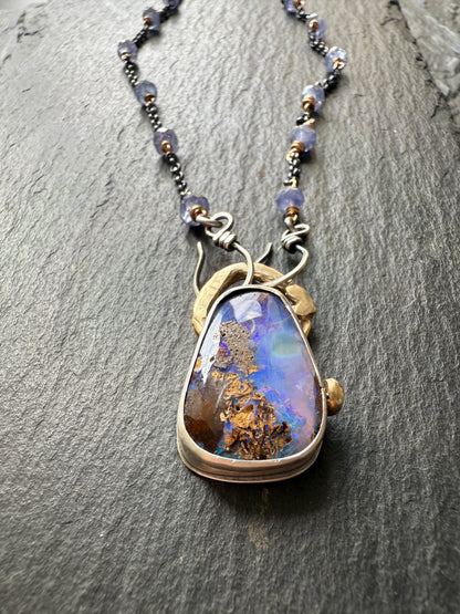 Cornflower Blue Opal Necklace