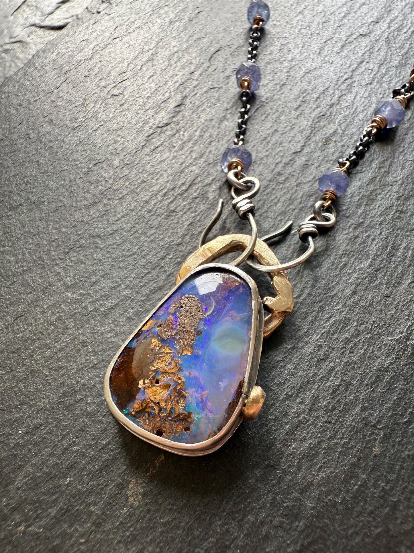Cornflower Blue Opal Necklace