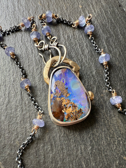Cornflower Blue Opal Necklace