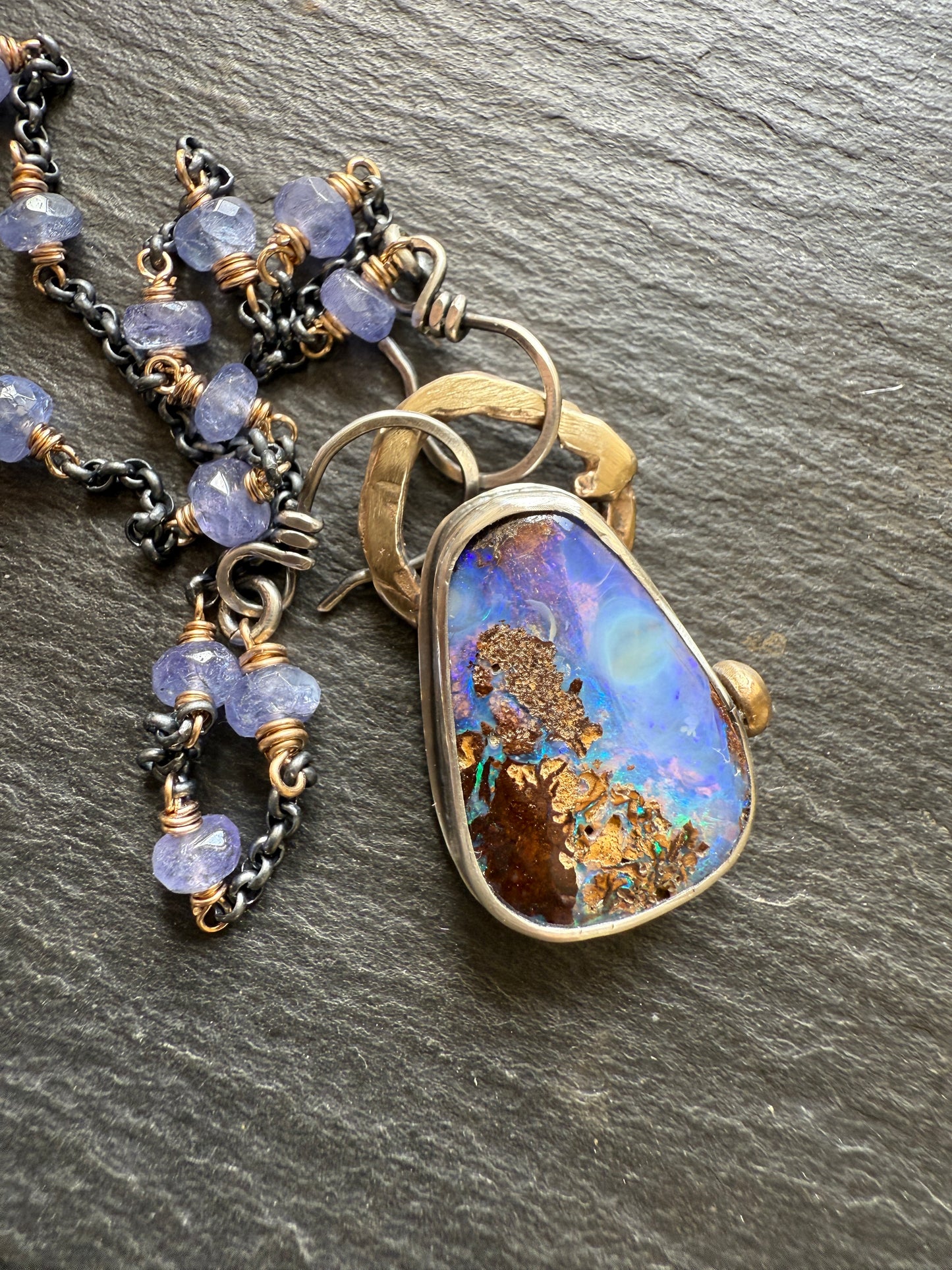 Cornflower Blue Opal Necklace