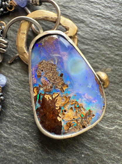 Cornflower Blue Opal Necklace