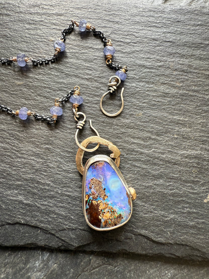 Cornflower Blue Opal Necklace