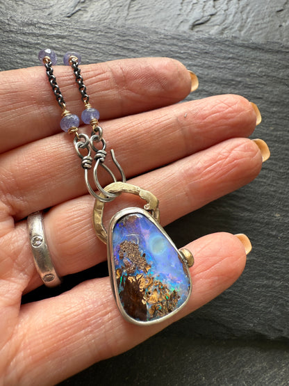 Cornflower Blue Opal Necklace