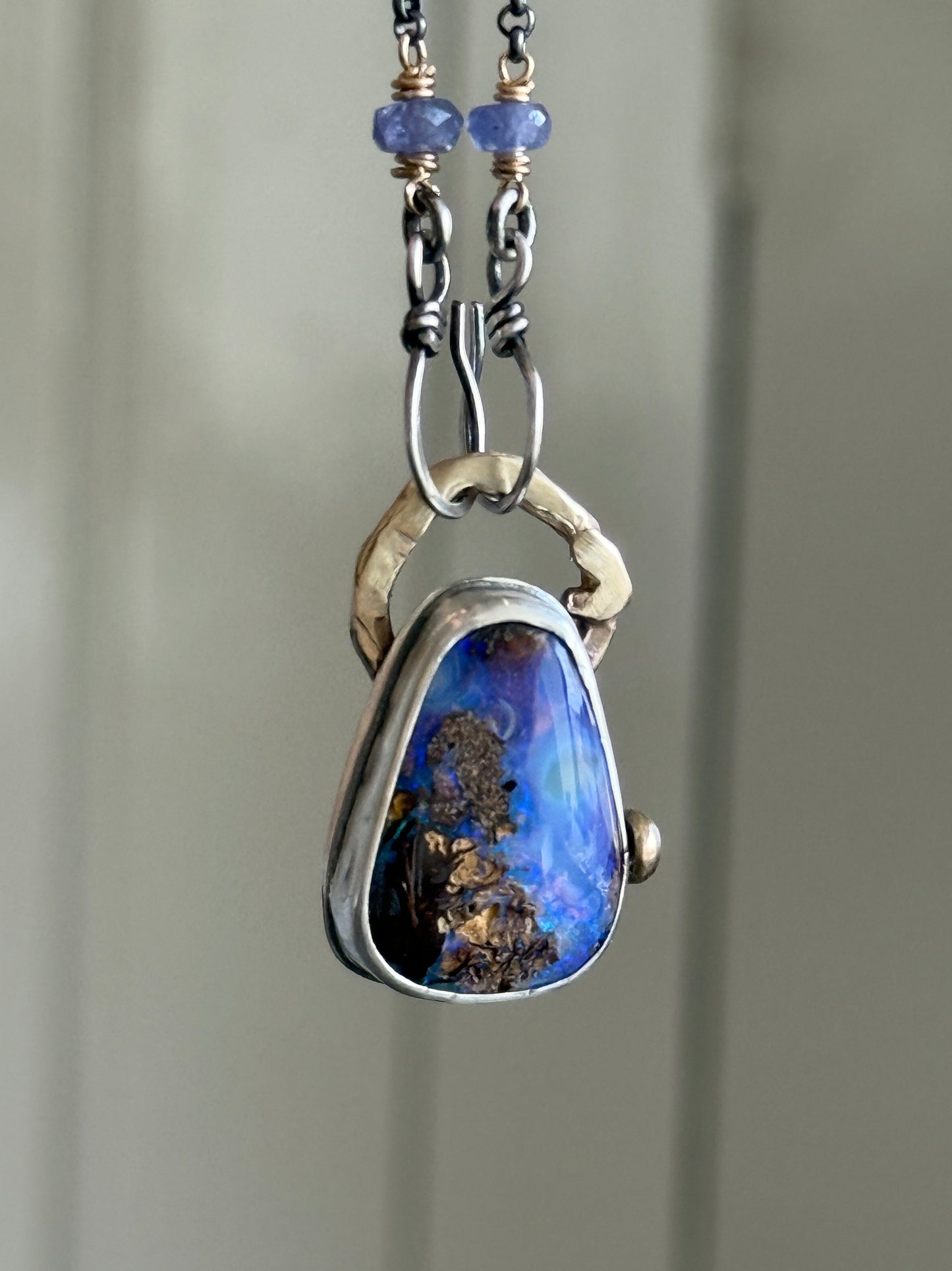 Cornflower Blue Opal Necklace