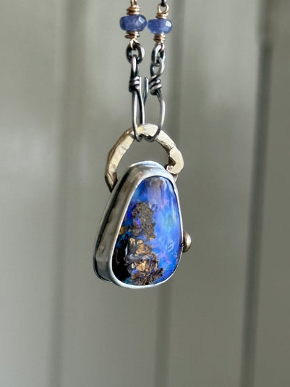 Cornflower Blue Opal Necklace