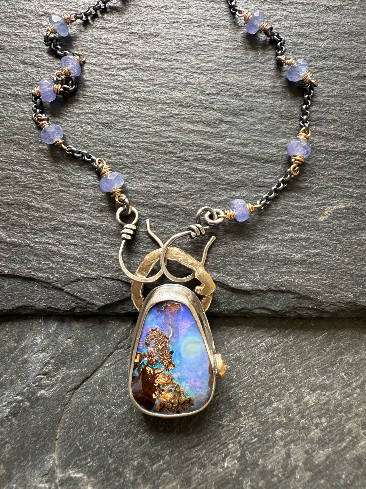 Cornflower Blue Opal Necklace