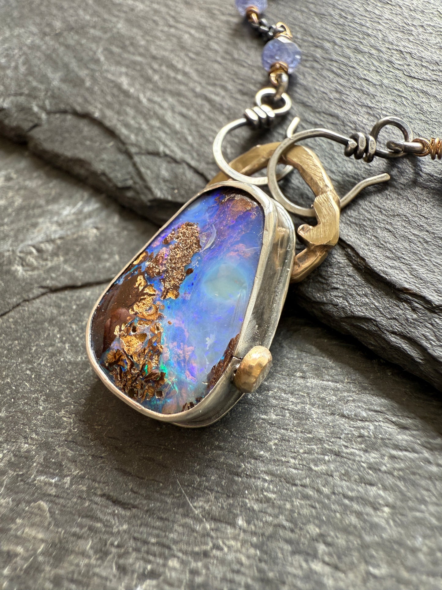 Cornflower Blue Opal Necklace