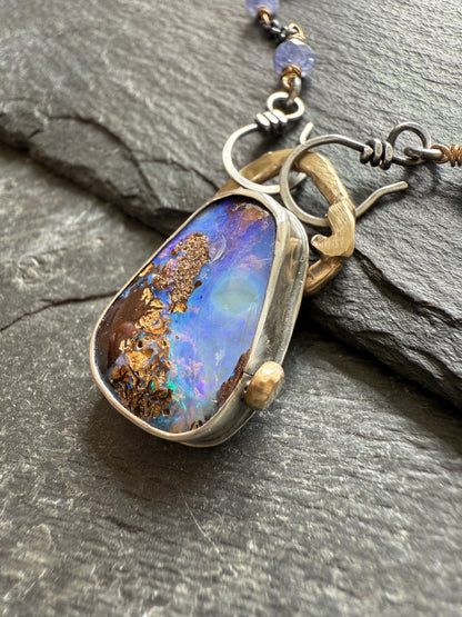 Cornflower Blue Opal Necklace