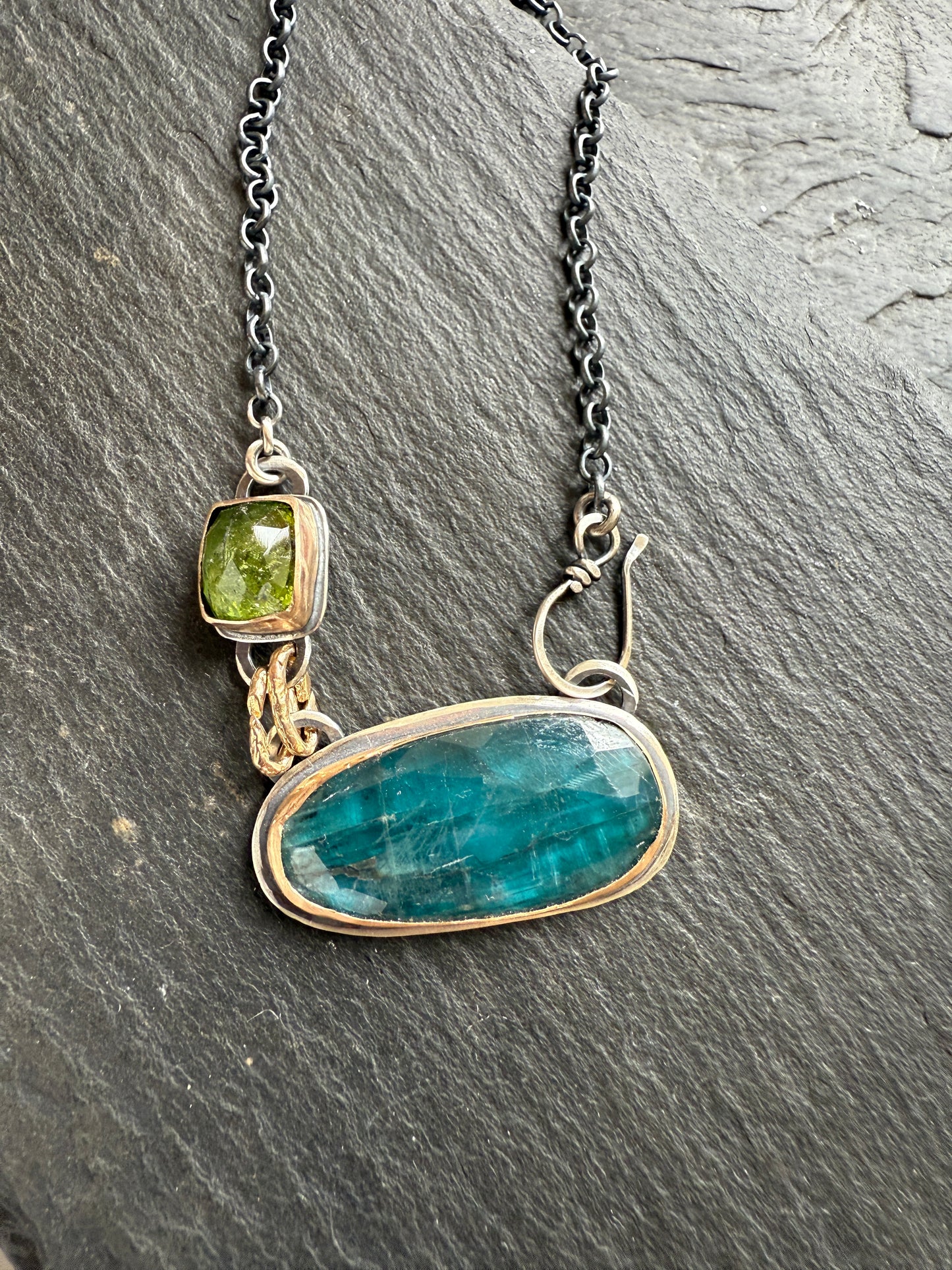 Teal Kyanite & Tourmaline Necklace