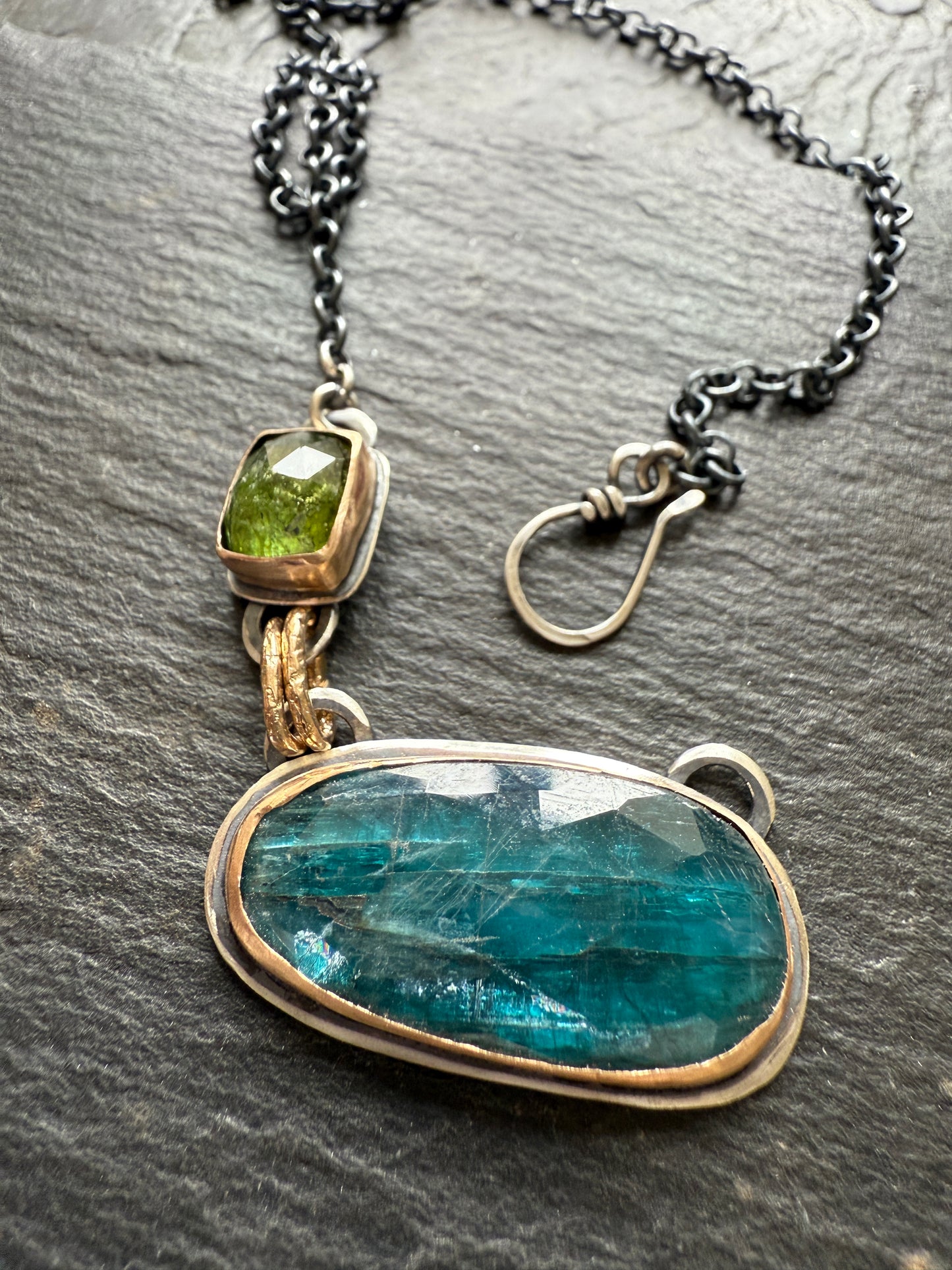 Teal Kyanite & Tourmaline Necklace