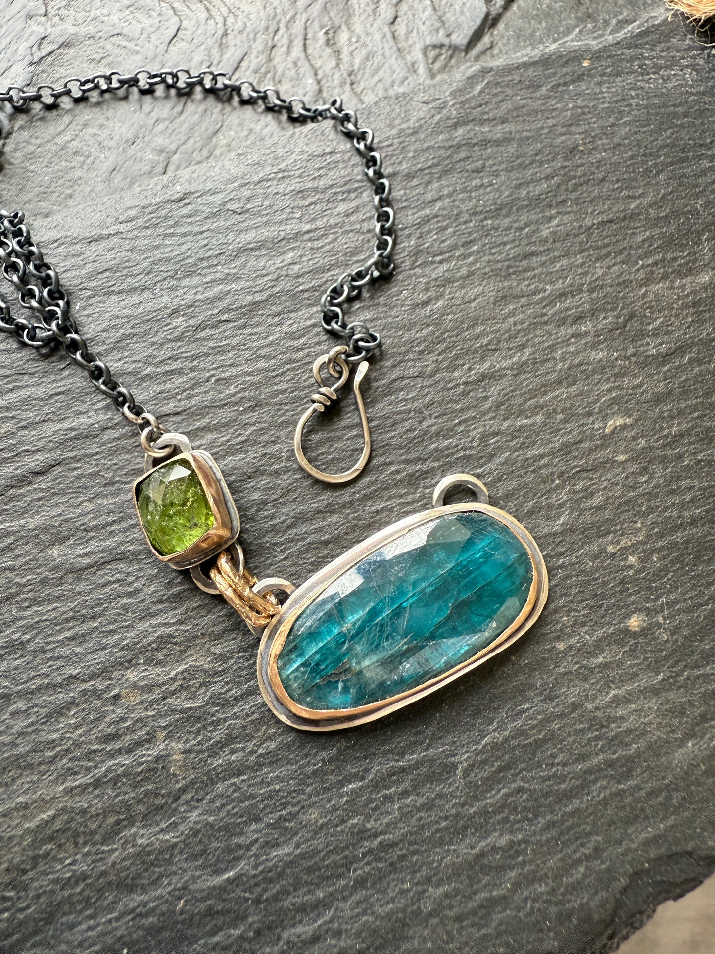 Teal Kyanite & Tourmaline Necklace