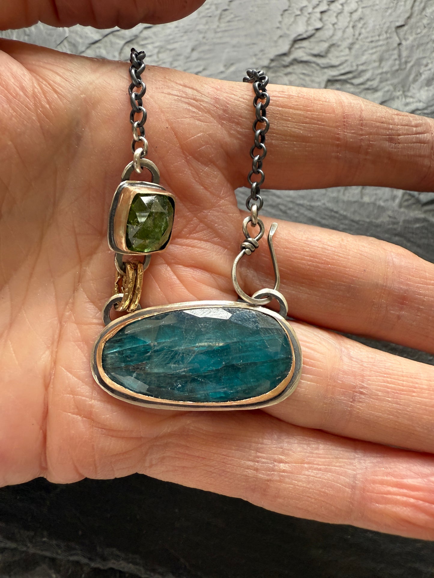 Teal Kyanite & Tourmaline Necklace