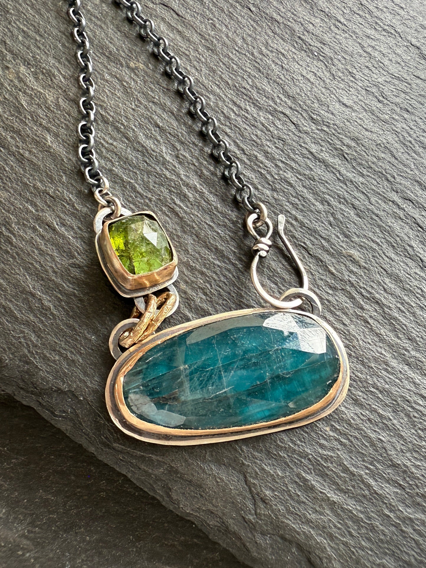 Teal Kyanite & Tourmaline Necklace