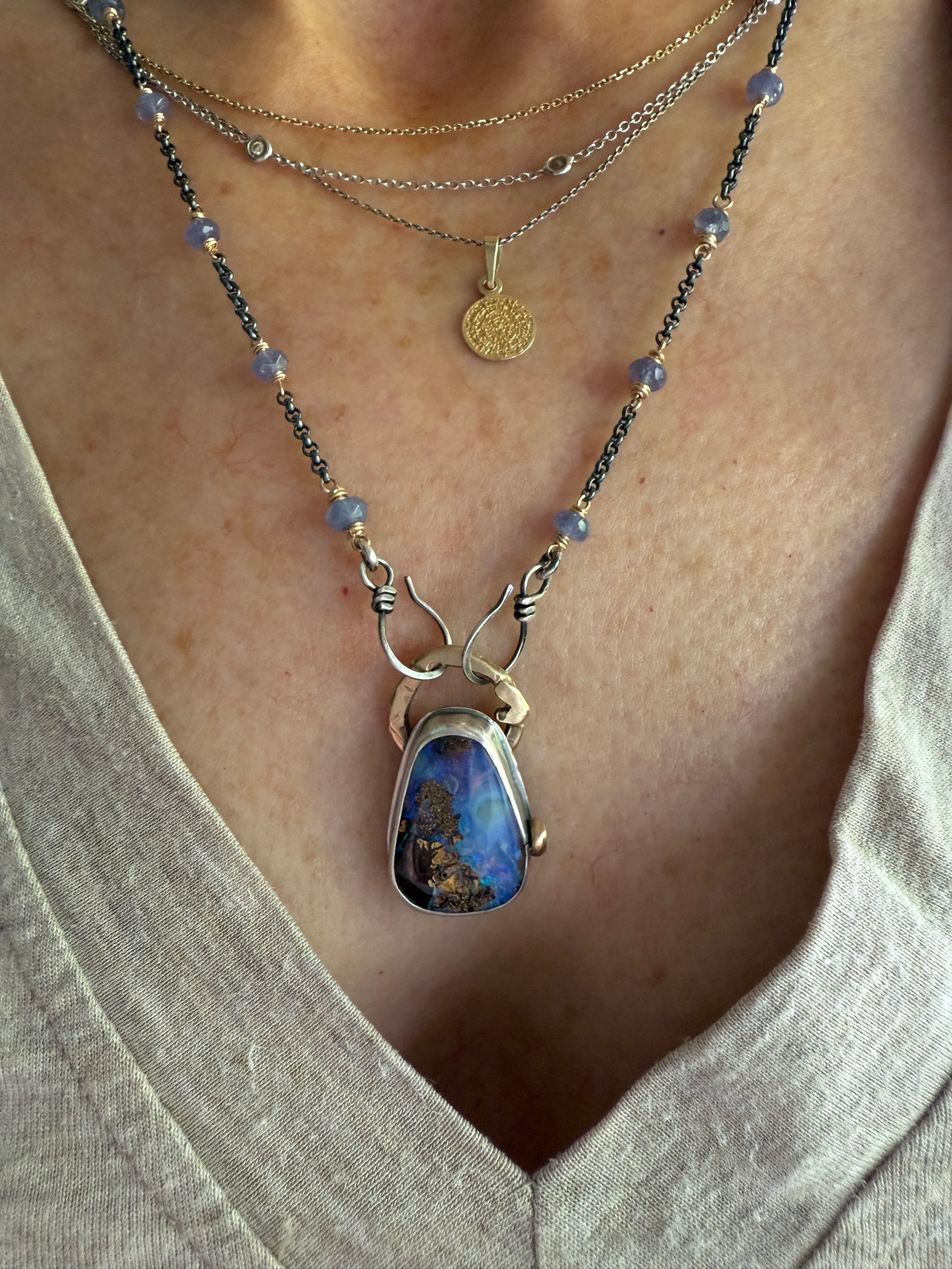 Cornflower Blue Opal Necklace