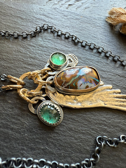 RESERVED FOR ANU - Skull & Sterling Wing Multi Charm Necklace