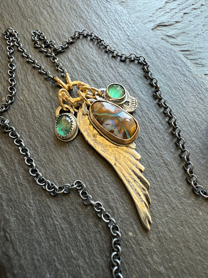 RESERVED FOR ANU - Skull & Sterling Wing Multi Charm Necklace