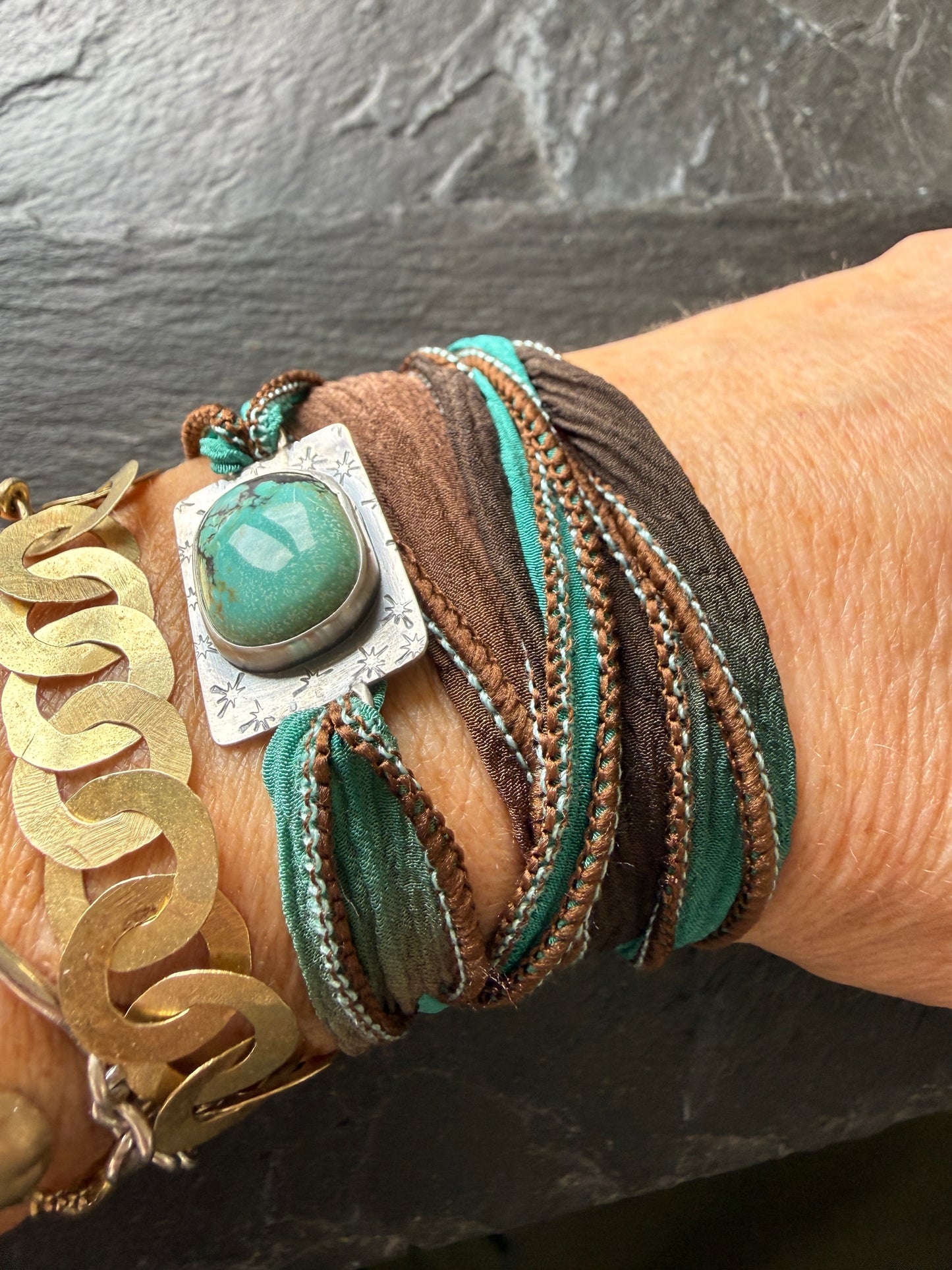 Turquoise ribbon bracelet
