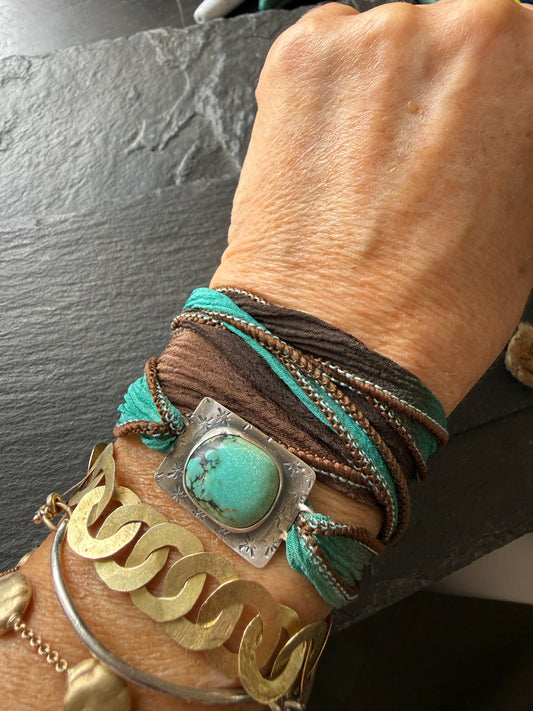 Turquoise ribbon bracelet